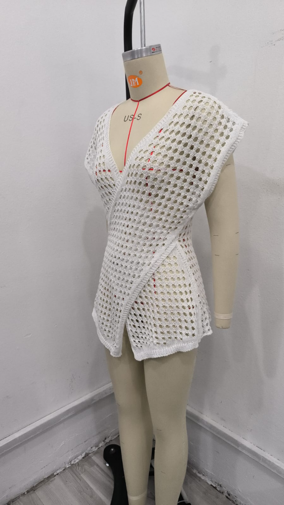 Kadın Kruvaze Detay Ajurlu Triko Pareo - Görsel 7