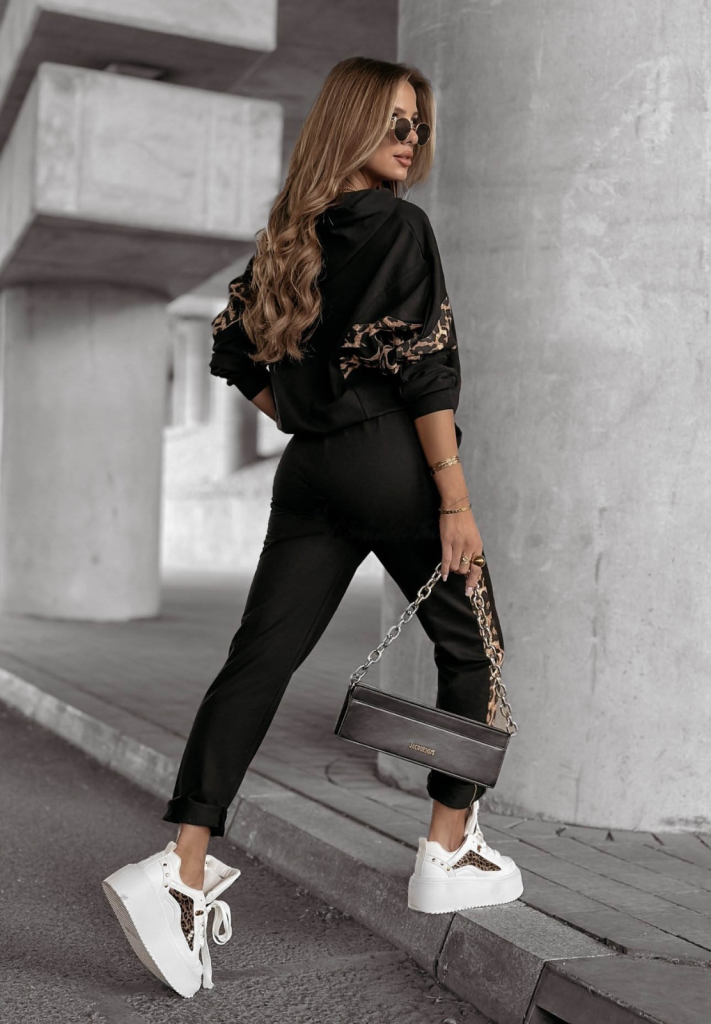 Kadın Uzun Kollu Bisiklet Yaka Viskon Iki Iplik Bluz Ve Pantolon şerit Detaylı Bağcıklı Ikili Takım - Görsel 3