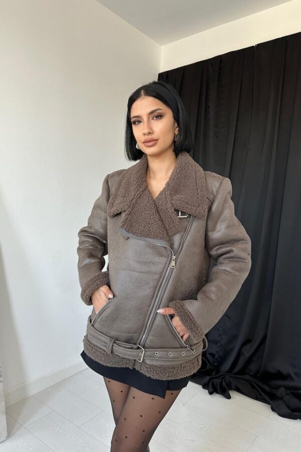 Taba Apoletli Kürklü Ceket