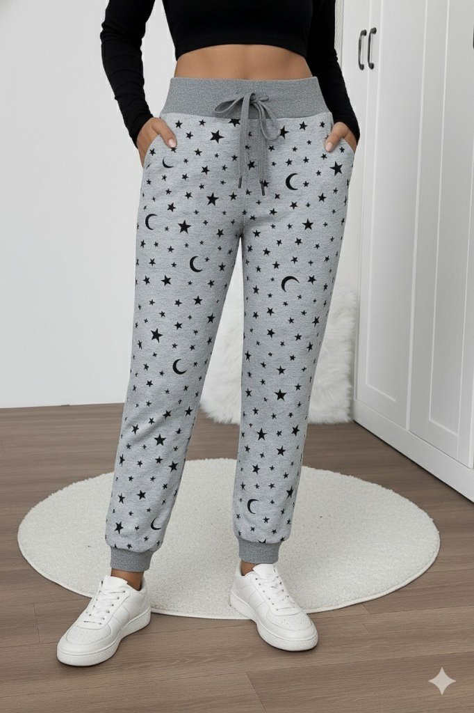 Kadın Yüksek Bel Bağcıklı Desenli Iki Iplik Pantolon - Görsel 10