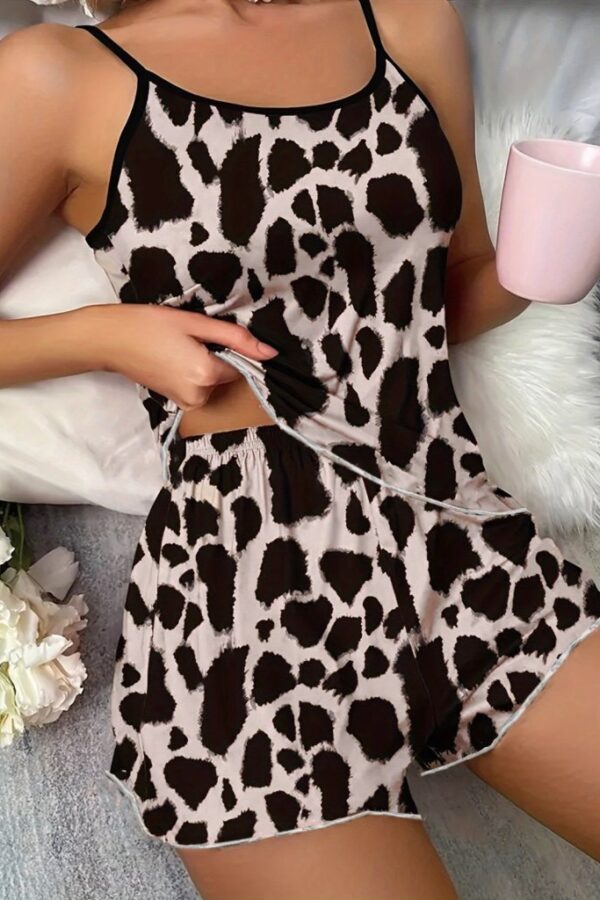 Kadın Ip Askılı Yuvarlak Yaka Bluz Ve Short Süprem Ikili Takım