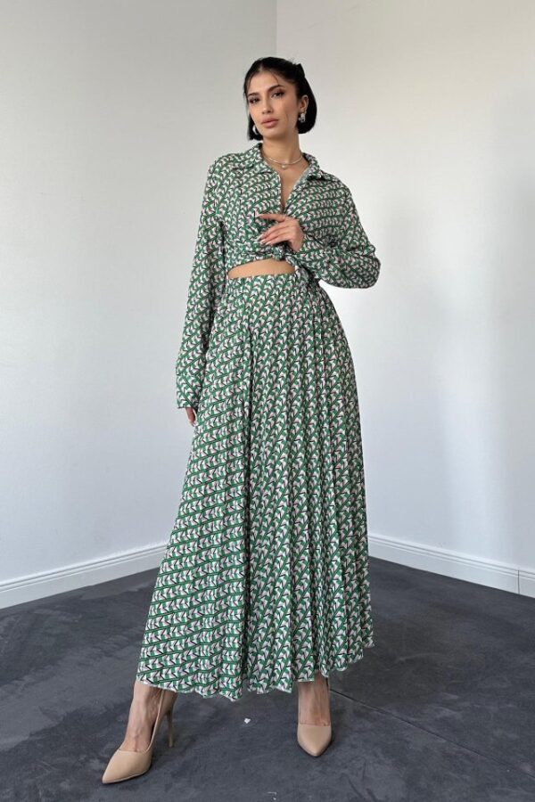 Yeşil Dijital Baskılı Gömlek