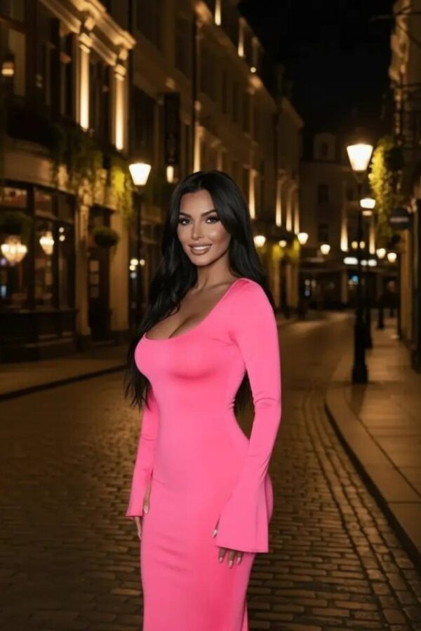 Kadın Uzun Kollu Kare Yaka Volanlı Manşet Detay Maxi Boy Elbise