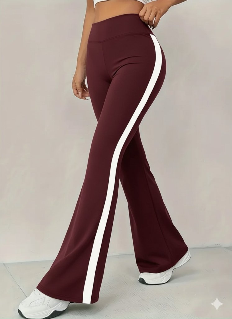 Kadın Yüksek Bel İspanyol Paçalı Yanlardan şerit Detaylı Dalgıç Tayt Pantolon - Görsel 14