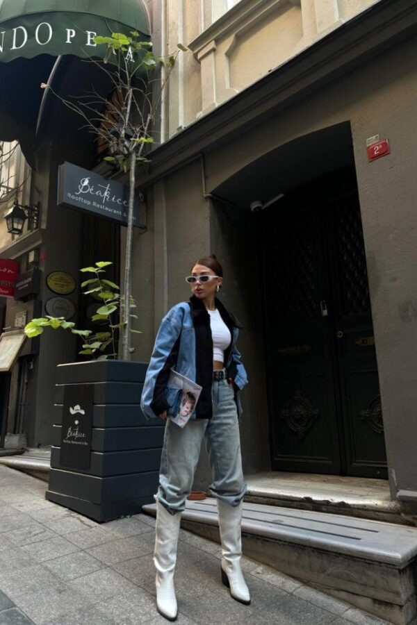 CHANEL GARNİLİ KOT MONT - Siyah