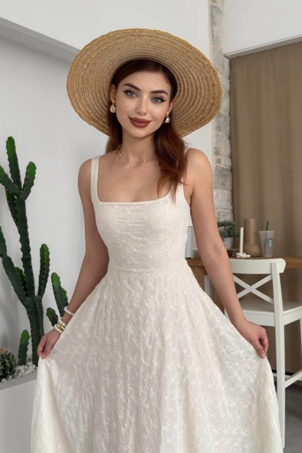 Cuper Çiçek Detaylı Elbise