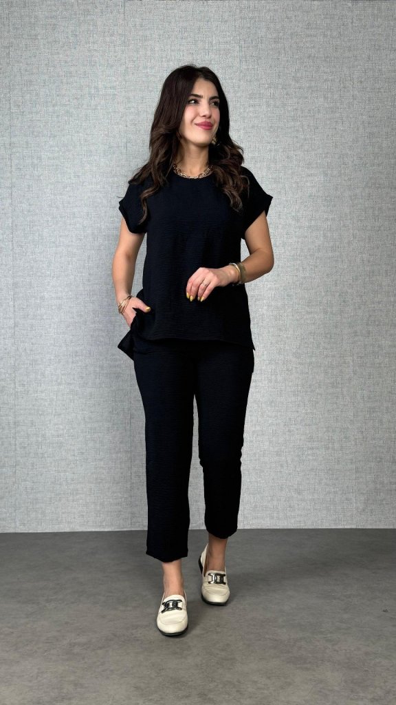 Kadın Kısa Kollu Yuvarlak Yaka Aerobin Bluz Ve Pantolon Ikili Takım - Görsel 2