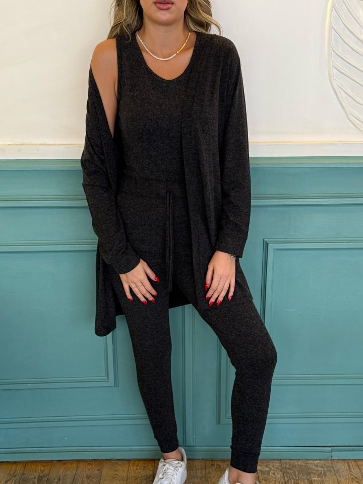 Kadın Uzun Kollu Hırka Atlet Ve Eşofman Yün Viskon üçlü Takım - Görsel 4