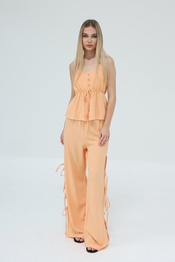 Fiyonklu Bluz Takım - Beyaz