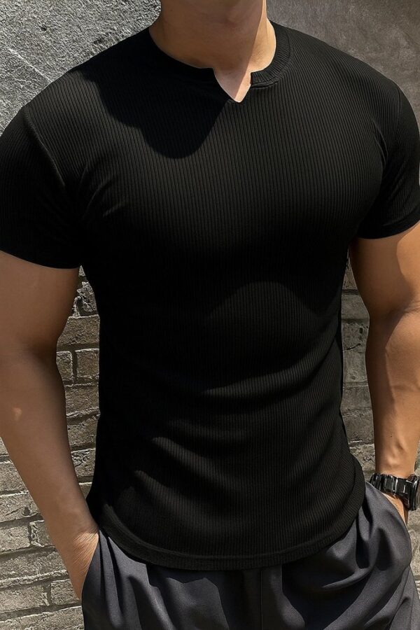 Erkek Kısa Kollu Bisiklet Yaka Burgu Tişört