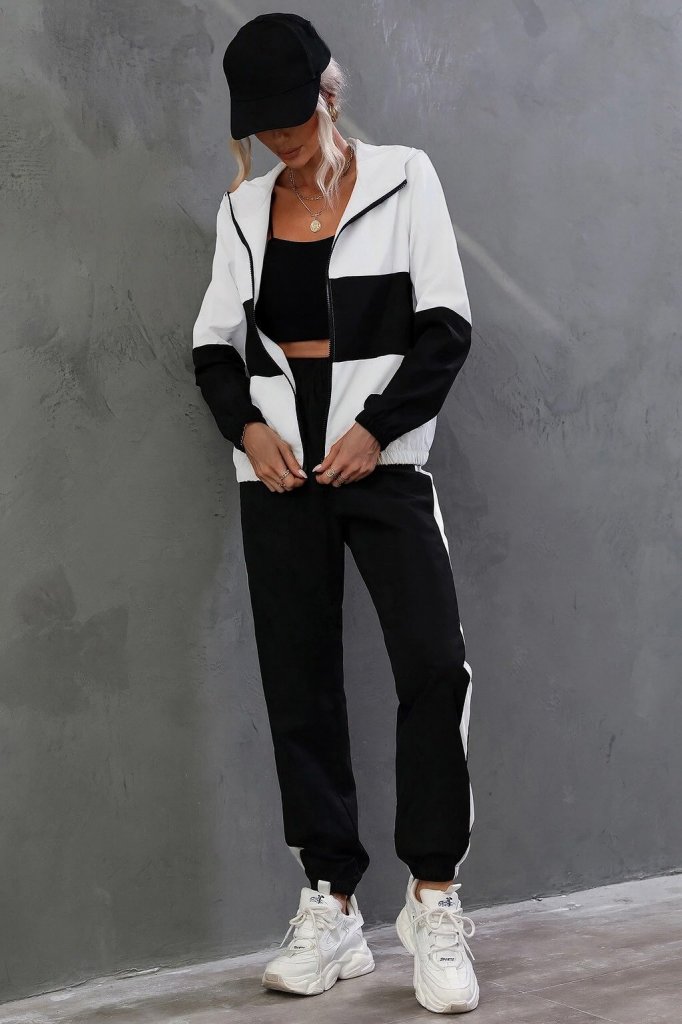 Kadın Uzun Kollu Kapşonlu önden Fermuarlı Viskon Iki Iplik Bluz Ve Pantolon Ikili Takım - Görsel 8