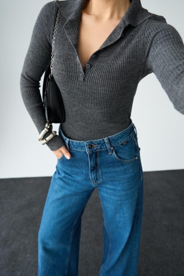 Polo Yaka 6 Düğmeli Kazak - KAHVE