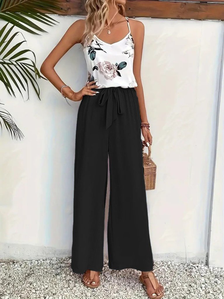 Kadın Ip Askılı V Yakalı Süprem Bluz Ve Aerobin Pantolon Ikili Takım - Görsel 4