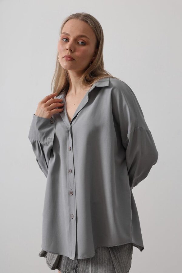 Geniş Manşet Detaylı Gömlek - Kavun