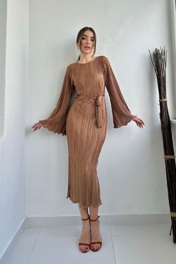 Zümrüt İspanyol Kol Piliseli Elbise