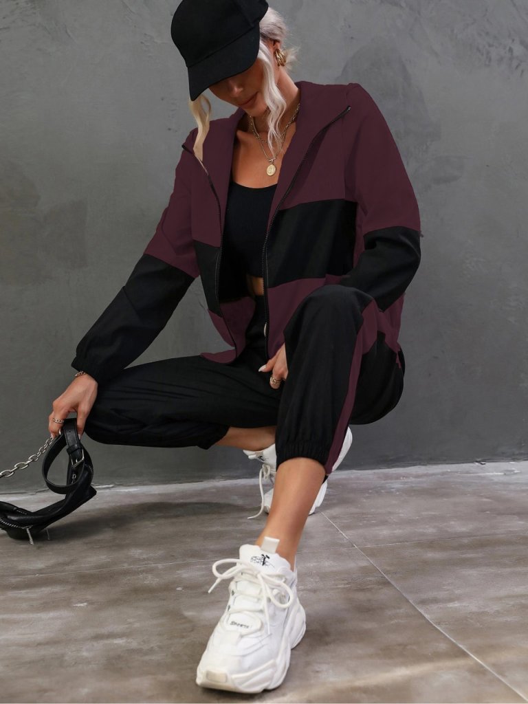 Kadın Uzun Kollu Kapşonlu önden Fermuarlı Viskon Iki Iplik Bluz Ve Pantolon Ikili Takım - Görsel 10