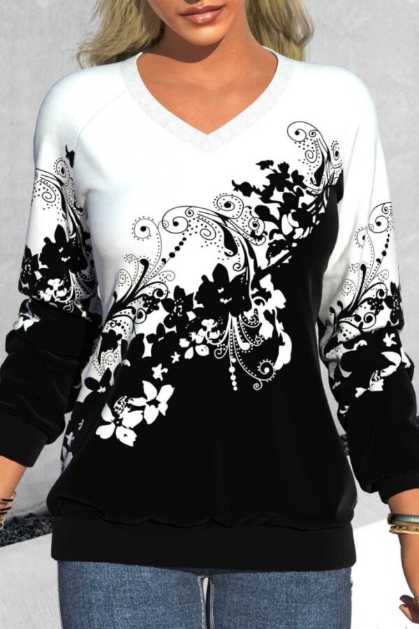 Kadın Uzun Kollu V Yaka şardonlu Dalgıç Bluz