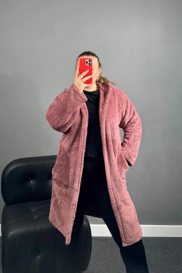 Kadın Kapüşon Ve Cep Detay Uzun Wellsoft Kaban