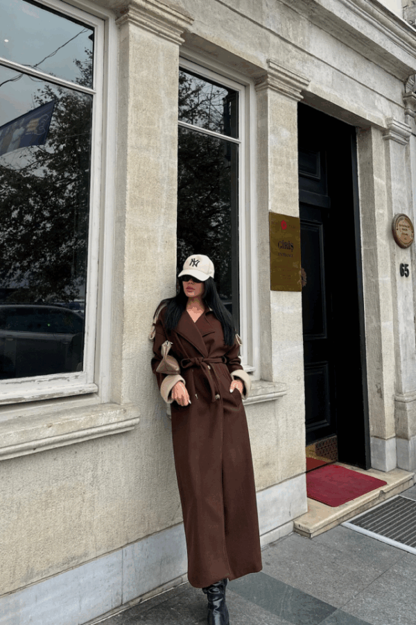 KABAN YAKA VE MANŞET BEJ RENGİ - Vizon