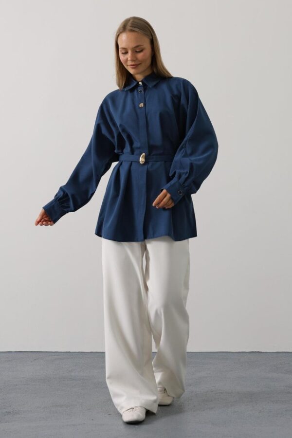 Kuşak Detaylı Tunik Gömlek - Bordo