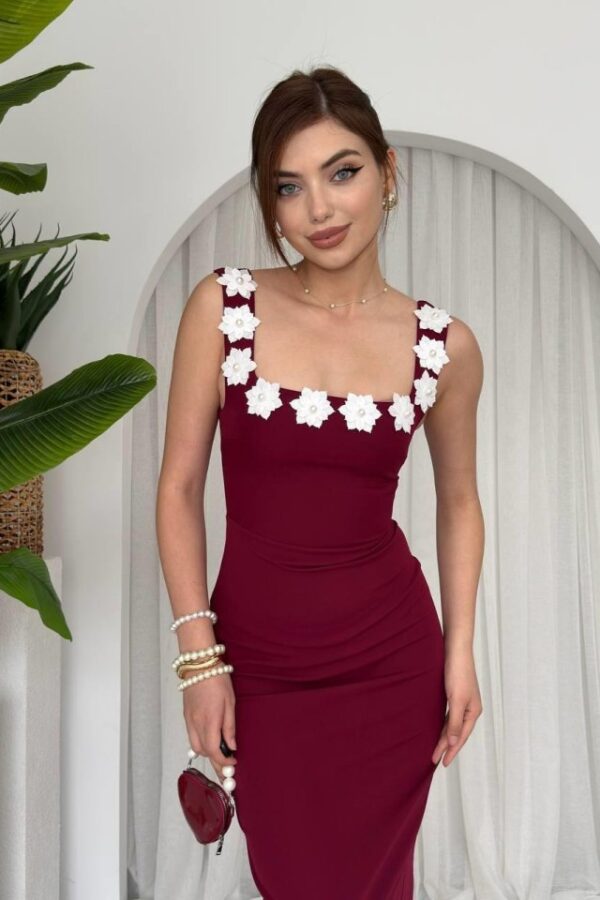 Mıng Çiçek Detaylı Elbise