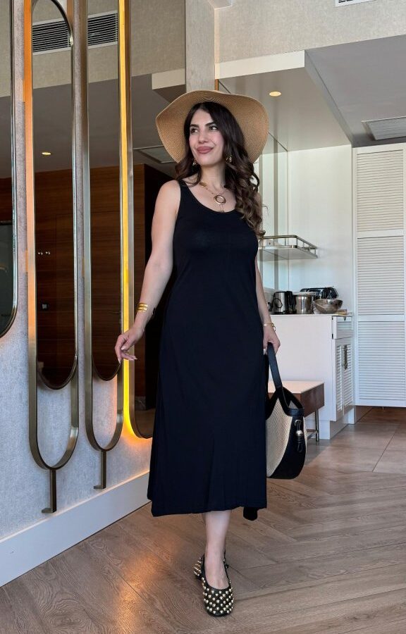 Kadın Askılı Yuvarlak Yakalı Viskon Elbise