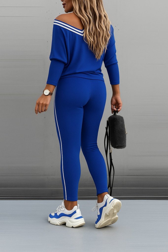 Kadın Uzun Kollu Tek Omuzu Açık Detaylı Viskon Iki Iplik Bluz Ve Pantolon Ikili Takım - Görsel 2