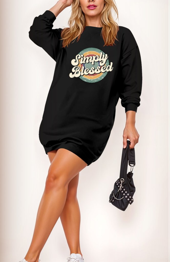 Kadın Uzun Kollu Bisiklet Yaka Yazılı Viskon Iki Iplik Elbise - Görsel 9