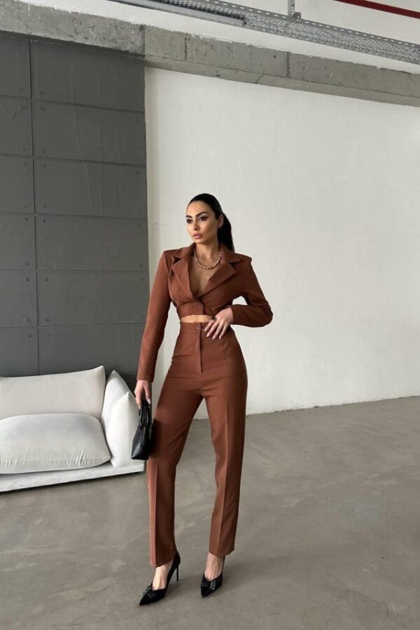 CEKET YAKA BEL DEKOLTELİ TULUM - Acı Kahve