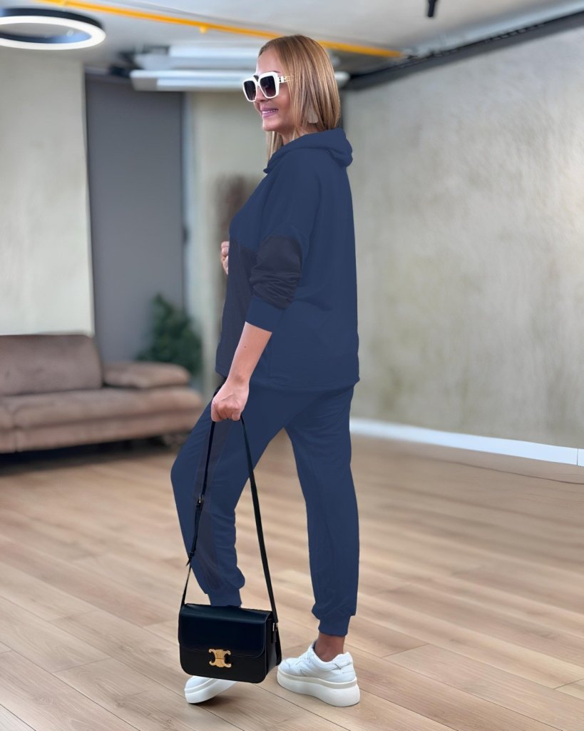 Kadın Uzun Kollu Kapşonlu Viskon Iki Iplik Bluz Ve Pantolon Ikili Takım - Görsel 2