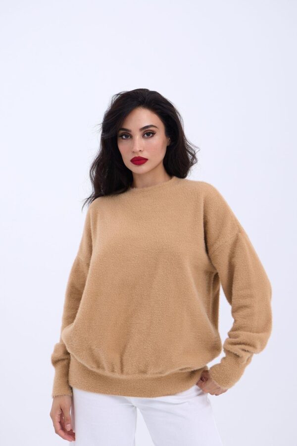 42331 TRİKO SIFIR YAKA SALAŞ KAZAK-VİZON