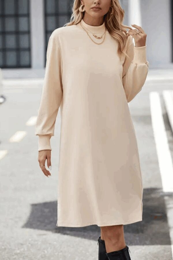 Kadın Uzun Kollu Balıkçı Yaka Kısa şardonlu Dalgıç Elbise