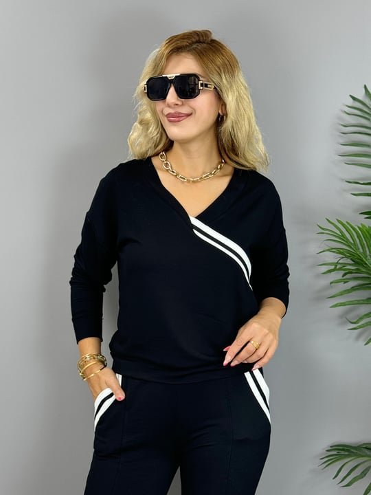 Kadın Uzun Kollu Ribana Detaylı Iki Iplik Penye Ikili Takım - Görsel 3