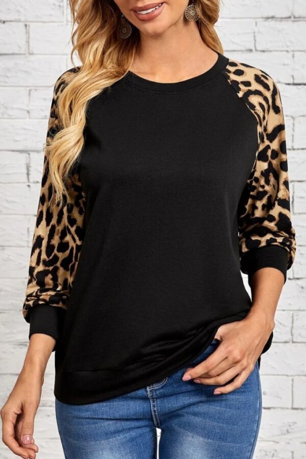 Kadın Uzun Kollu Bisiklet Yaka Reglan Kol Viskon Bluz