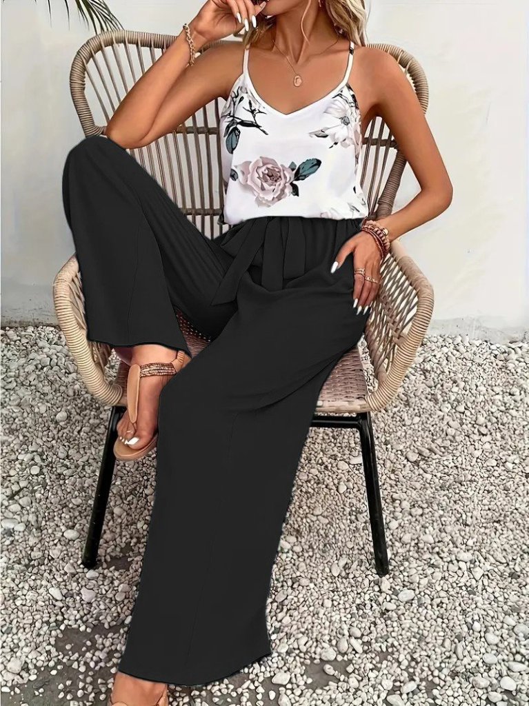 Kadın Ip Askılı V Yakalı Süprem Bluz Ve Aerobin Pantolon Ikili Takım - Görsel 2