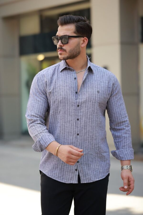 Erkek çizgili Uzun Kollu Gömlek