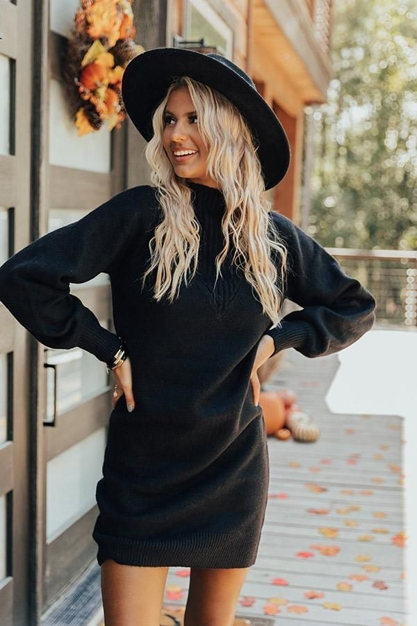 Kadın Uzun Kollu Balıkçı Yaka şardonlu Kaşkorse Elbise - Görsel 3