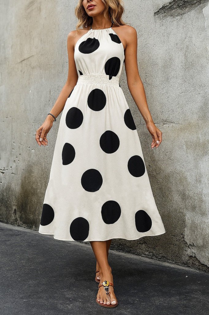 Kadın Kolsuz Boyundan Bağlamalı Beli Lastikli Dijital Baskı Süprem Uzun Elbise - Görsel 9