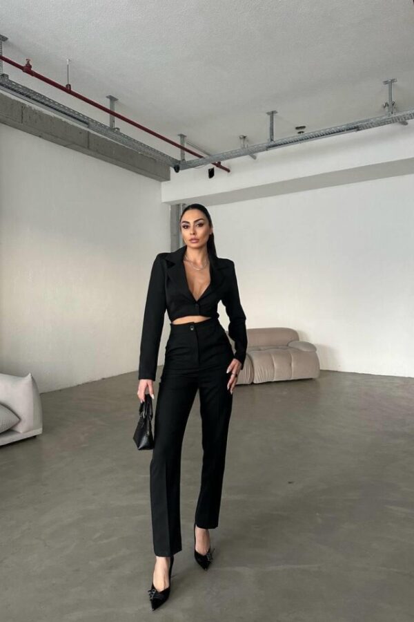 CEKET YAKA BEL DEKOLTELİ TULUM - Siyah