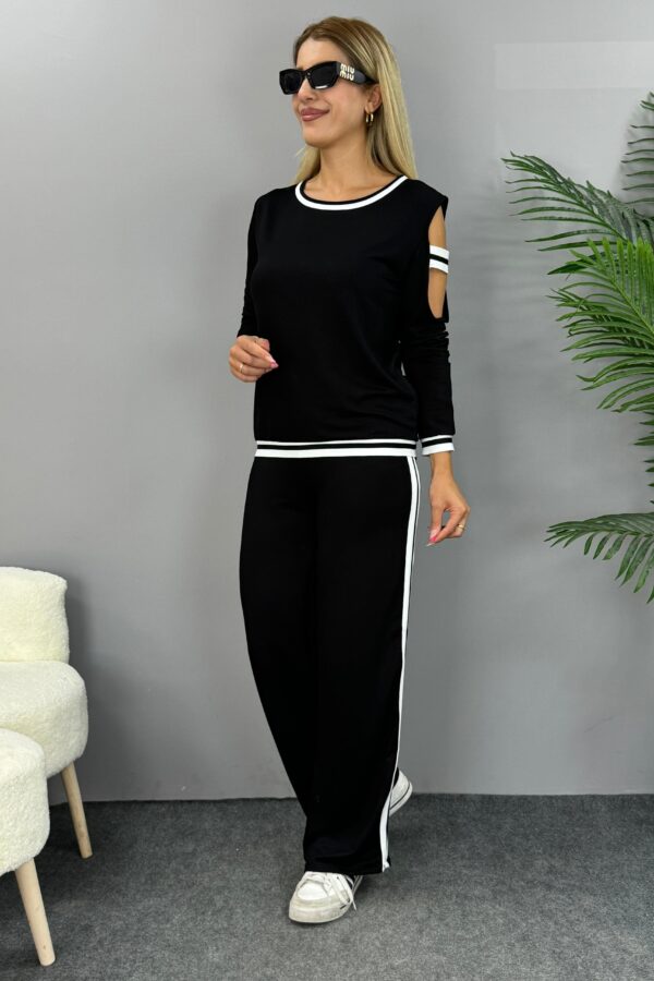 Kadın Iki Iplik Penye Kumaş Kol Detaylı Ribanalı Ikili Takım