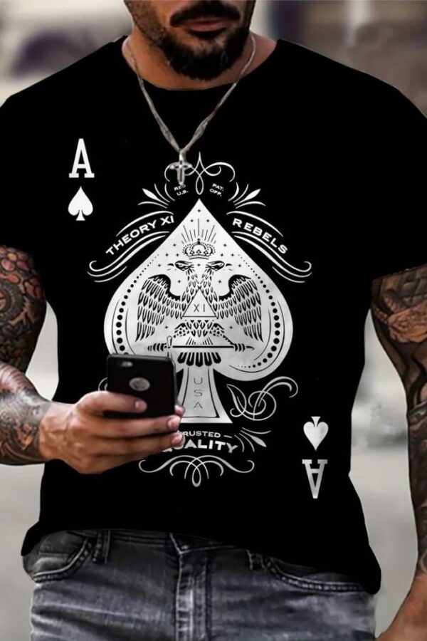 Erkek Kısa Kollu Yuvarlak Yaka Desenli Viskon Bluz