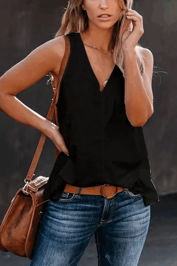 Kadın Askılı V Yakalı Salaş Viskon Bluz
