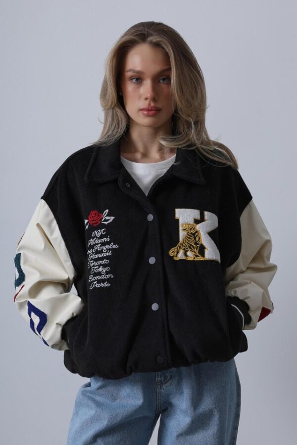 Kaşe Biker Ceket - Siyah