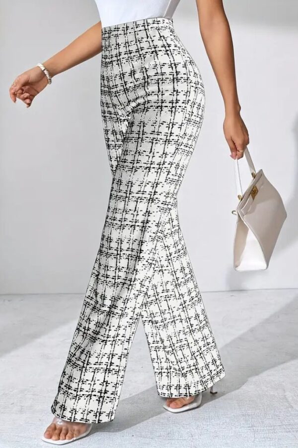 Kadın Yüksek Bel Paçaya Doğru Geniş Dokuma Pantolon