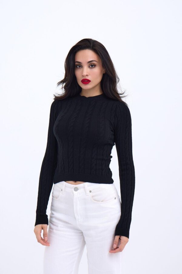 42491 TRİKO SAÇ ÖRGÜ CROP KAZAK-GRİ