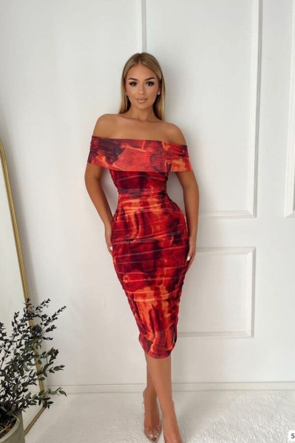 Kadın Madonna Yaka Tül Elbise