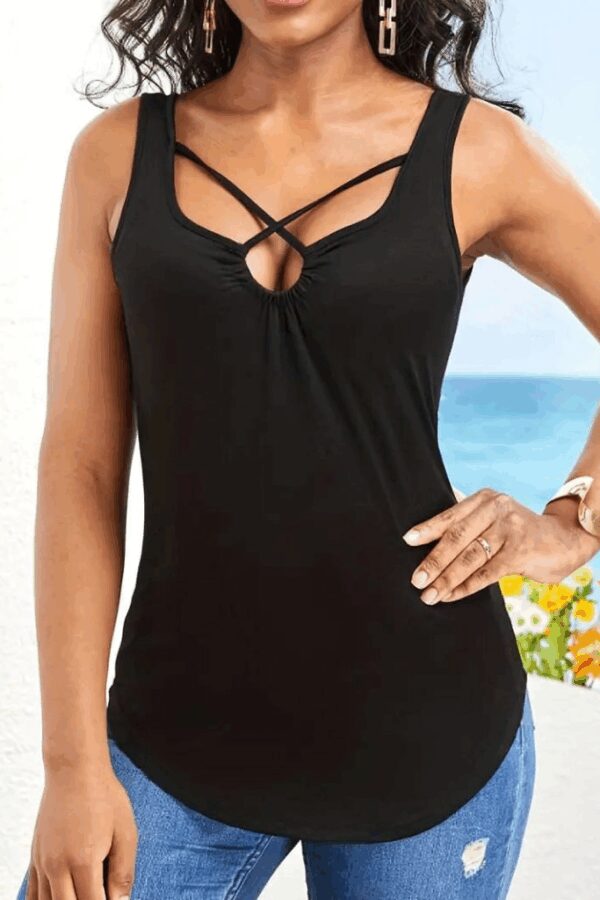 Kadın önden çapraz Detay şerit Askılı Viskon Bluz