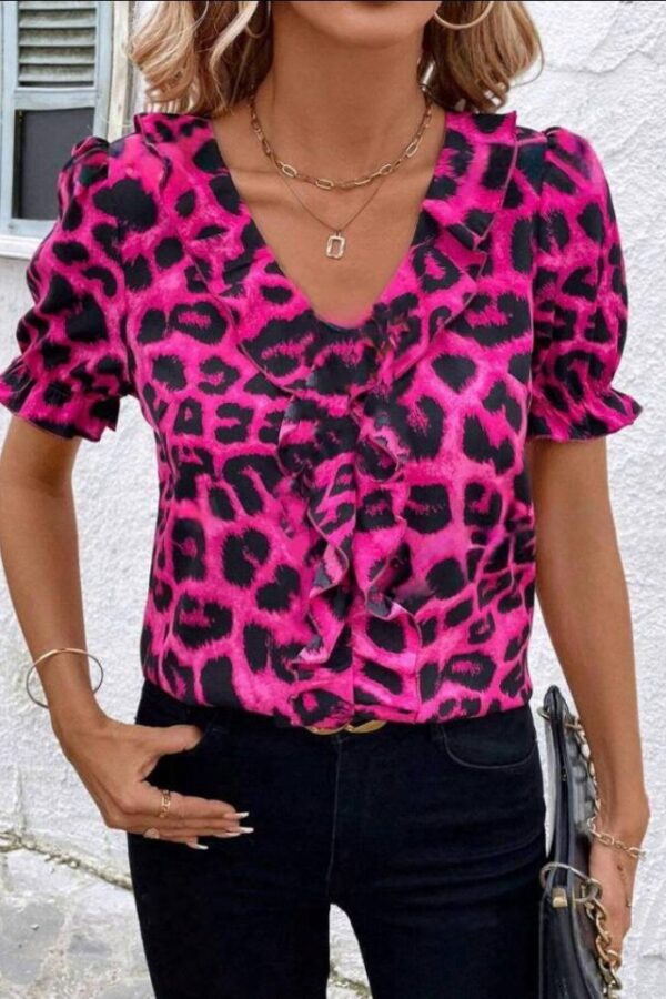 Kadın Mikro Kumaş önü Fırfır Detaylı Bluz