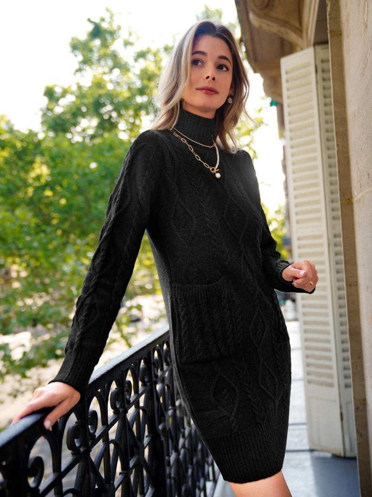 Loren Yünlü Motifli Midi Boy Triko Elbise - Görsel 5