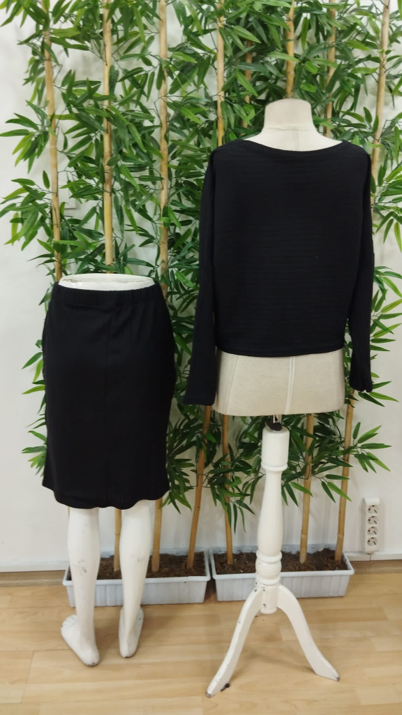 Kadın Uzun Kollu Iki Yanı Açık Yaka Detaylı Bluz Ve Etek şardonlu Kaşkorse Ikili Takım - Görsel 6